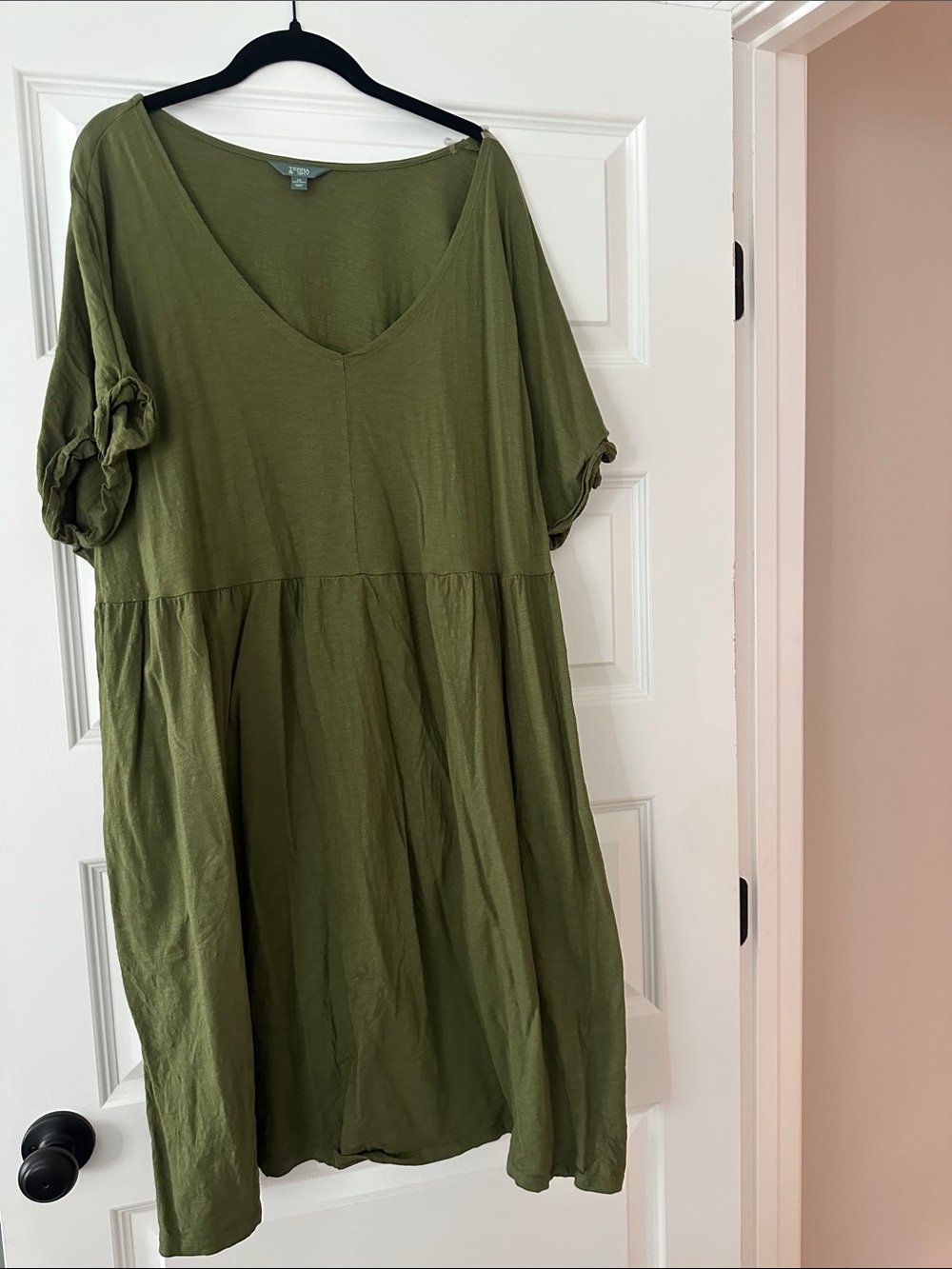 Terra & Sky Olive Green V-Neck Tunic Dress
